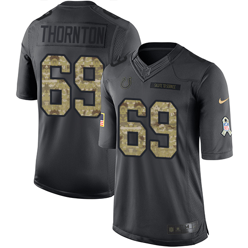 Men's Limited Hugh Thornton Nike Jersey Black - #69 2016 Salute to Service NFL Indianapolis Colts